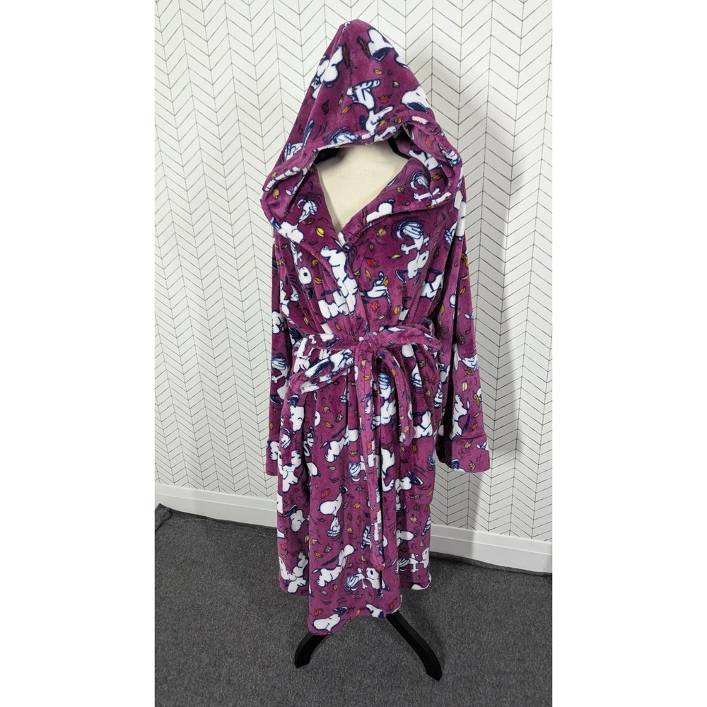 Vera Bradley Peanuts Robe Womens 2XL 3XL Hooded Purple Snoopy Cozy Loungewear